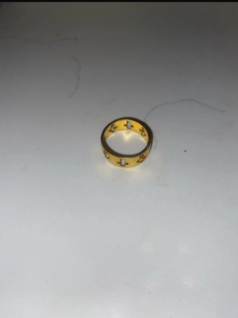 H&M Gold Tone Cross Cutout Men's Band Ring